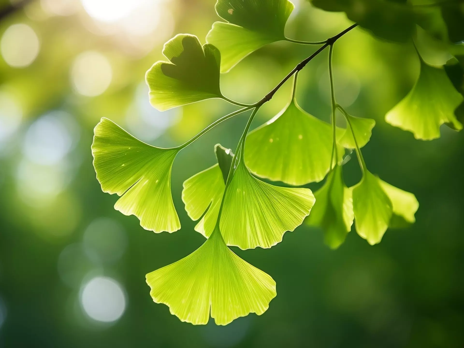 Ginkgo-Blätter am Baum